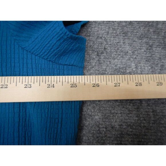 Croft & Barrow Button Up‎ Shirt Plus Size 1X Solid Blue Short Sleeve Top* - Picture 10 of 11